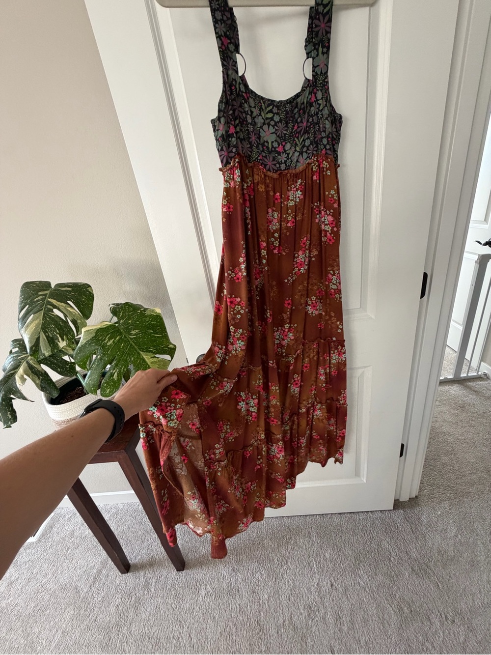 Natural Life Eliza Maxi Dress in Indigo Chestnut Floral - Picture 4 of 6